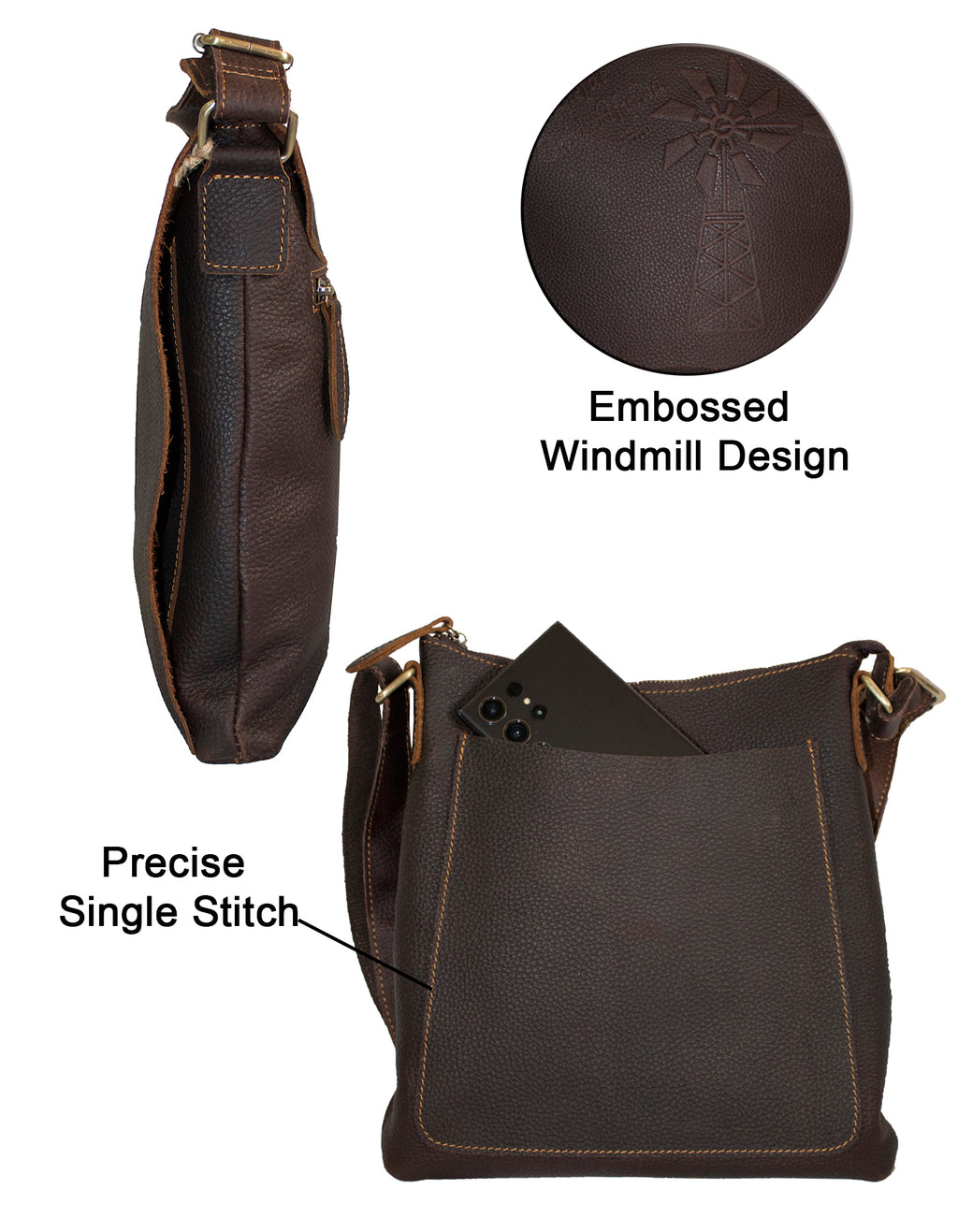 Deluxell GSX-101 Unisex Full Grain Genuine Leather Windmill Sling Bag