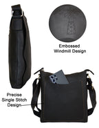 Deluxell GSX-101 Unisex Full Grain Genuine Leather Windmill Sling Bag