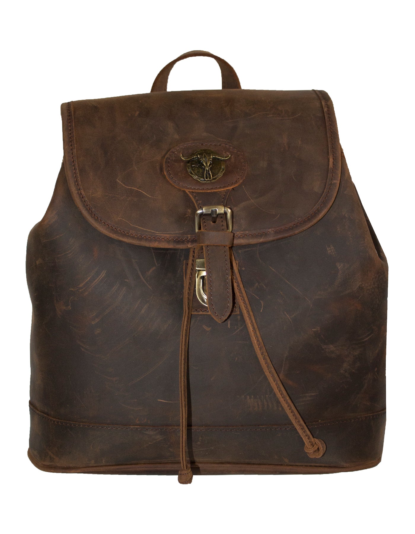 Deluxell GSX-107 Unisex Full Grain Genuine Leather Drawstring Backpack