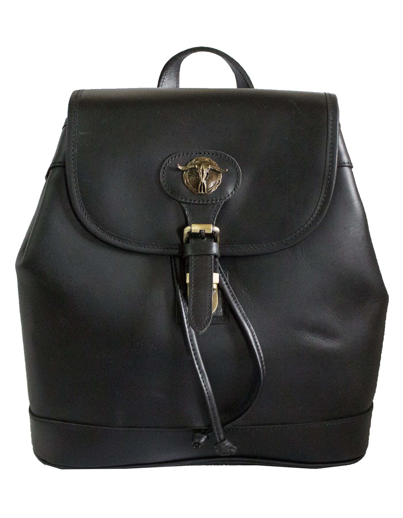 Deluxell GSX-107 Unisex Full Grain Genuine Leather Drawstring Backpack