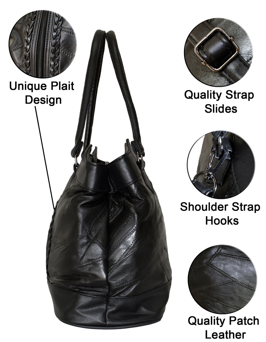 Fino GW-80010 Genuine Patch Leather Edge Plait Design Hand & Shoulder Bag