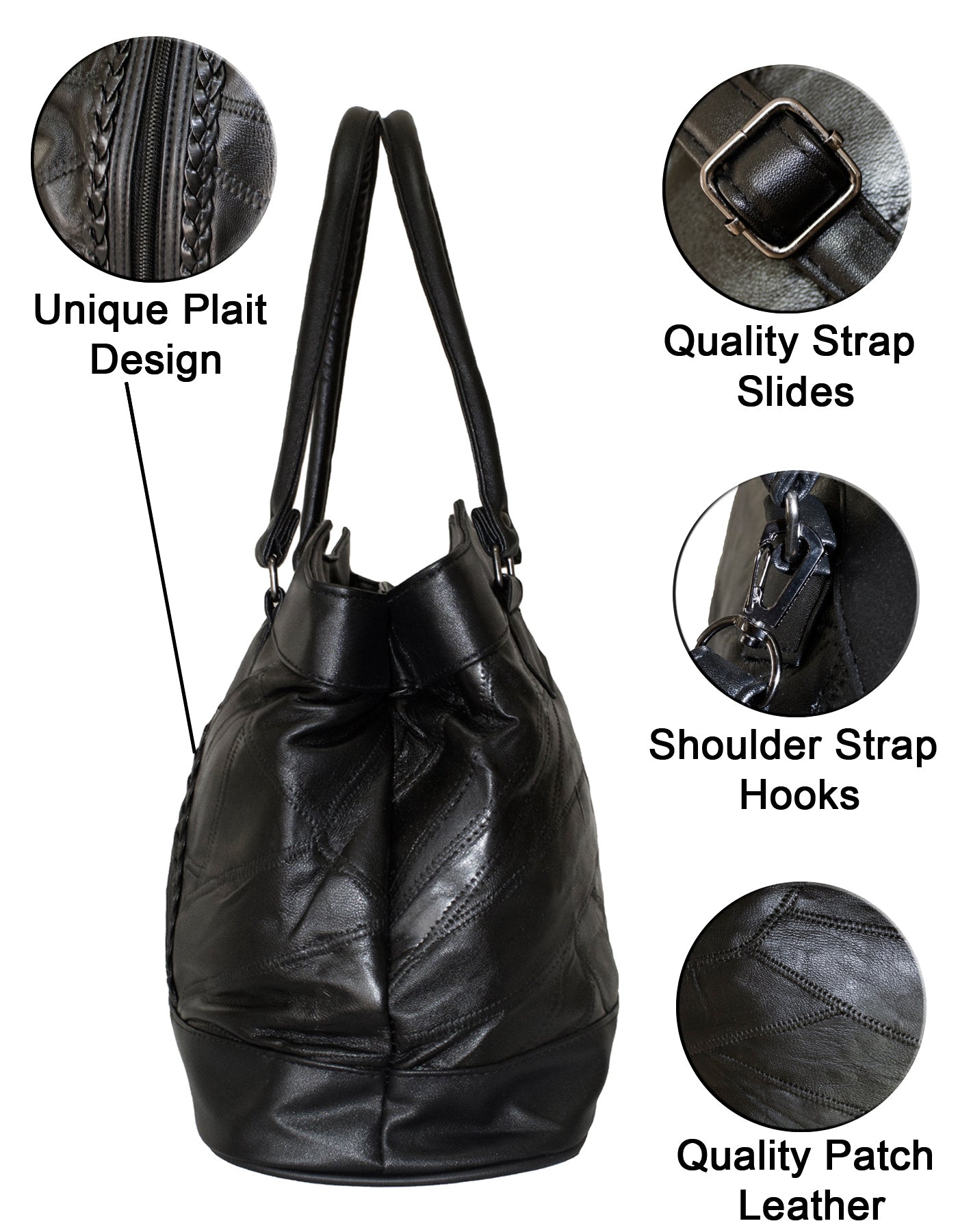 Fino GW-80010 Genuine Patch Leather Edge Plait Design Hand & Shoulder Bag