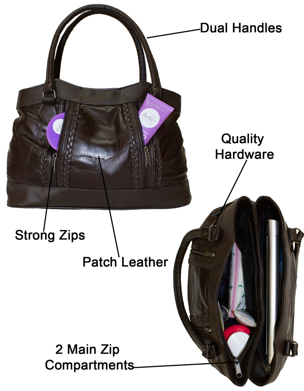 Fino GW-80010 Genuine Patch Leather Edge Plait Design Hand & Shoulder Bag