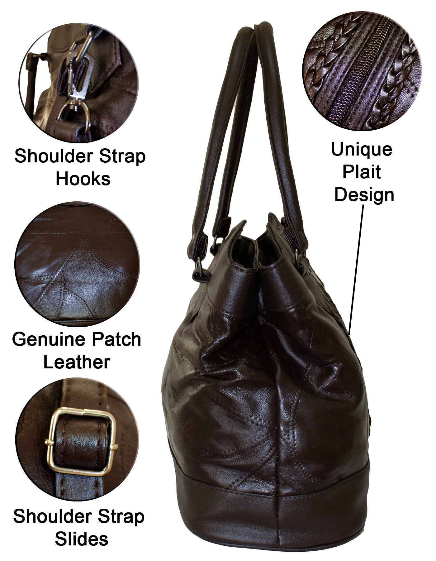 Fino GW-80010 Genuine Patch Leather Edge Plait Design Hand & Shoulder Bag