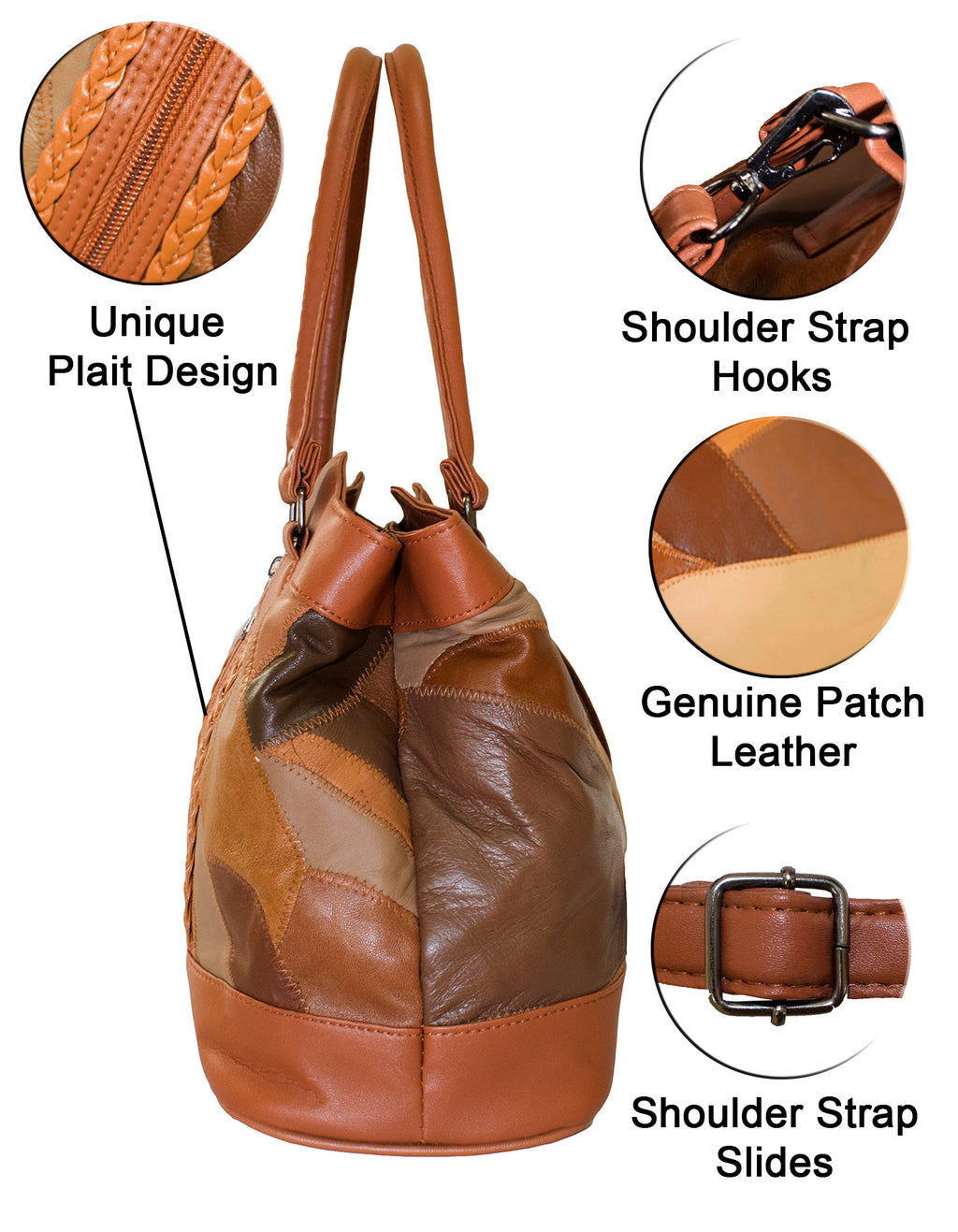 Fino GW-80010 Genuine Patch Leather Edge Plait Design Hand & Shoulder Bag