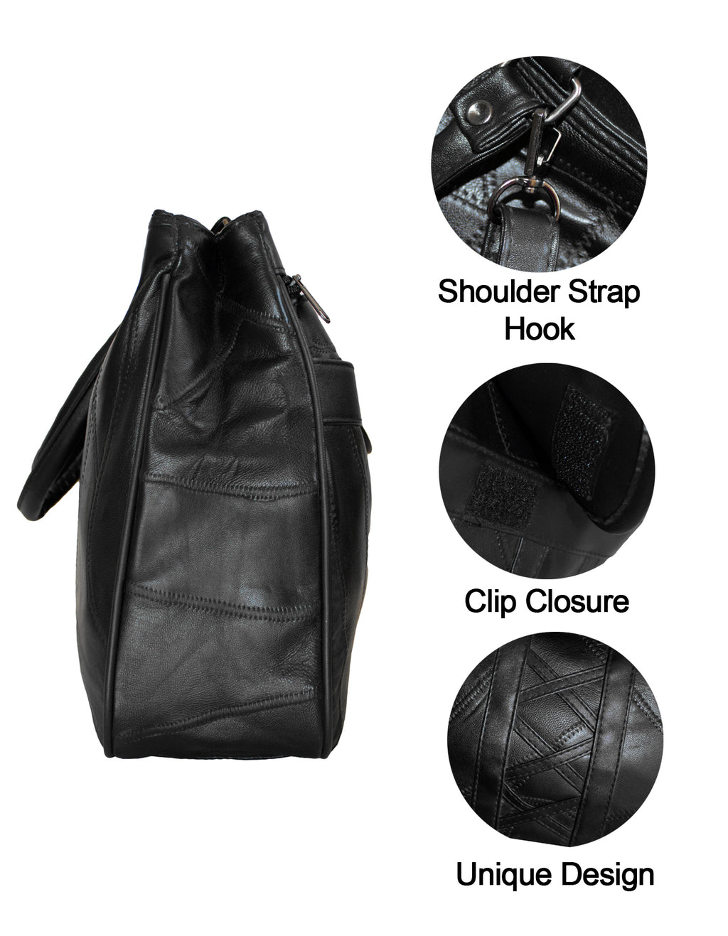 Fino GW-80182 Multi-Compartment Genuine Patch Leather Hand & Shoulder Bag