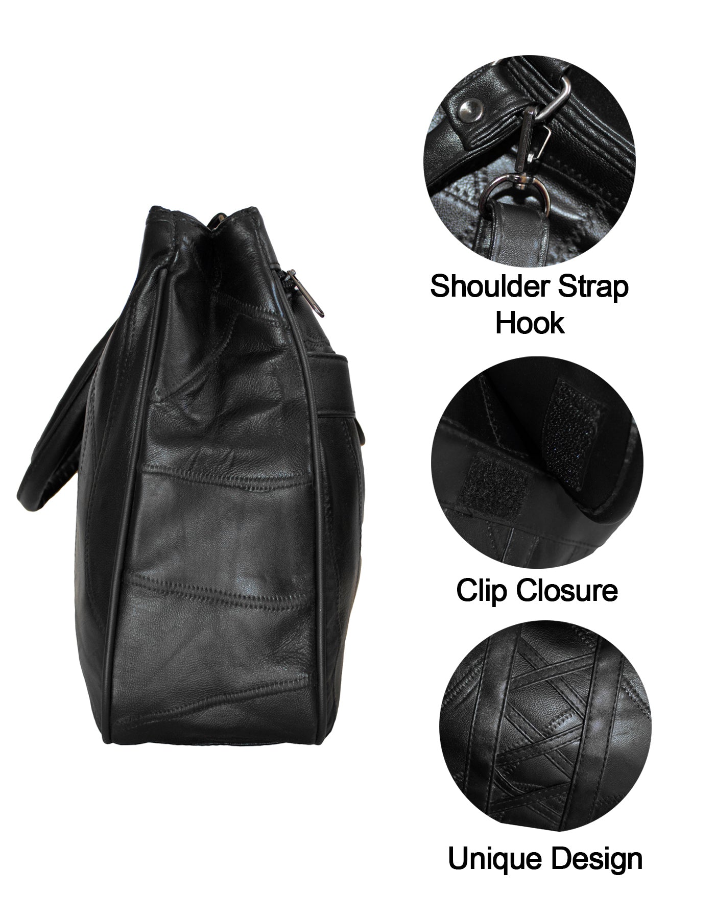 Fino GW-80182 Multi-Compartment Genuine Patch Leather Hand & Shoulder Bag