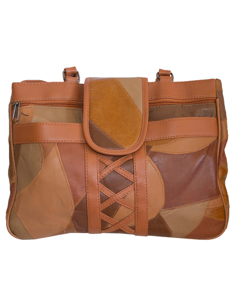 Fino GW-80182 Multi-Compartment Genuine Patch Leather Hand & Shoulder Bag