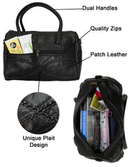 Fino GW-80205 Genuine Patch Leather Crisscross Plait Design Shoulder Bag