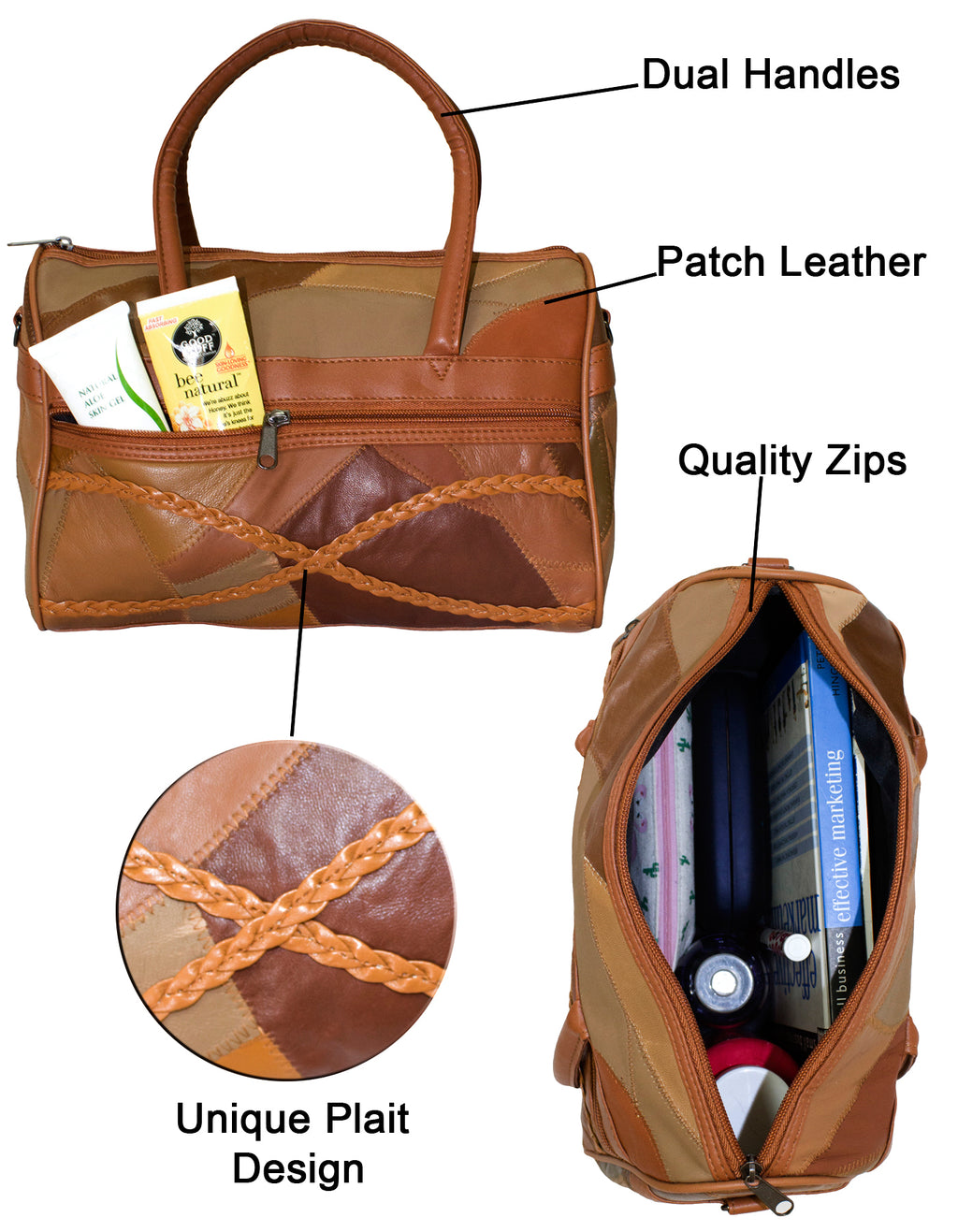 Fino GW-80205 Genuine Patch Leather Crisscross Plait Design Shoulder Bag