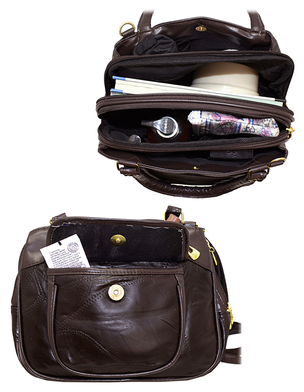 Fino GW-80398 Genuine Patch Leather Multi-Compartment Mama Sling Bag