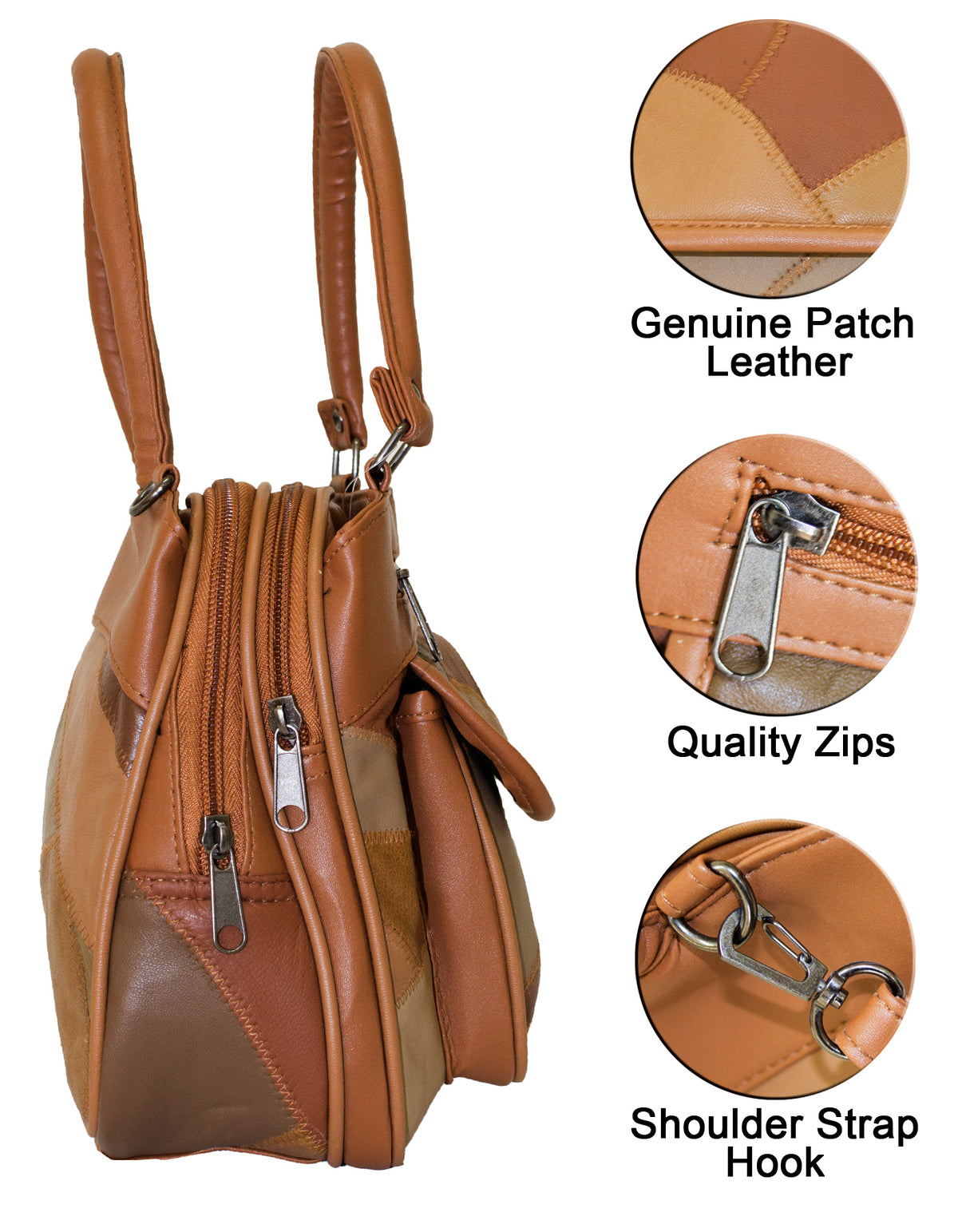 Fino GW-80398 Genuine Patch Leather Multi-Compartment Mama Sling Bag