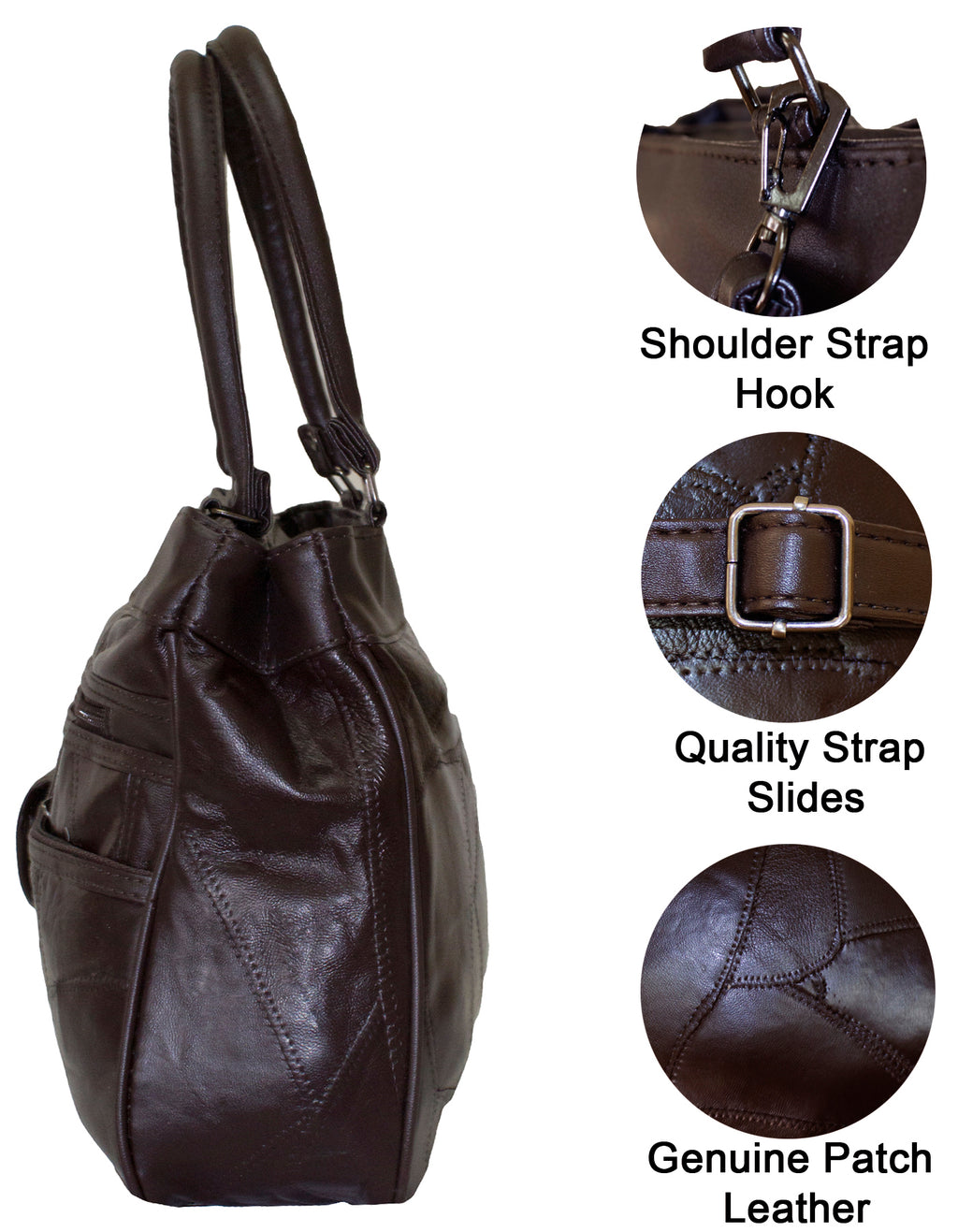 Fino GW-80753 Genuine Patch Leather Multi-Compartment Mama Shoulder Bag