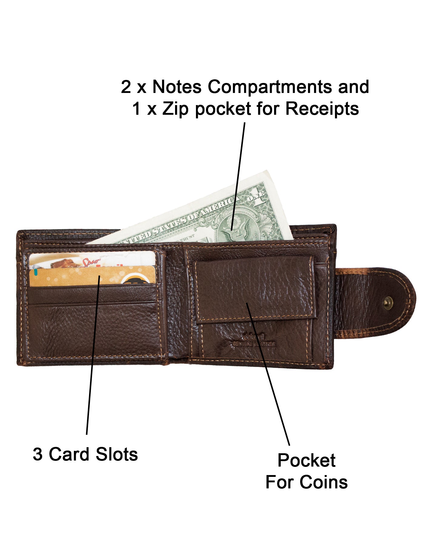 Deluxell GX-062 Genuine Leather Scorpion Embossed Wallet with Box