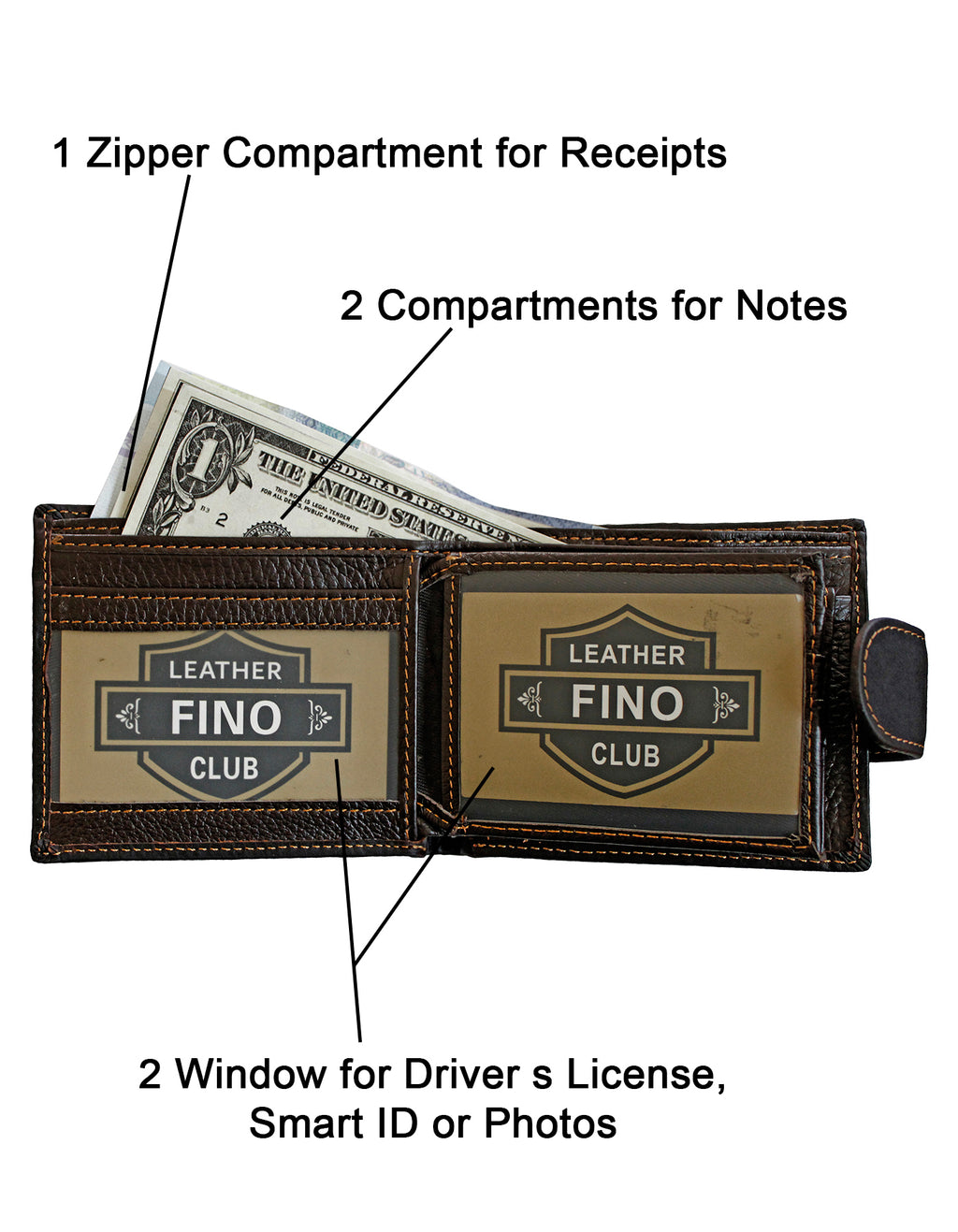 Fino GX-070A Genuine Leather Card Wallet with Box - Coffee