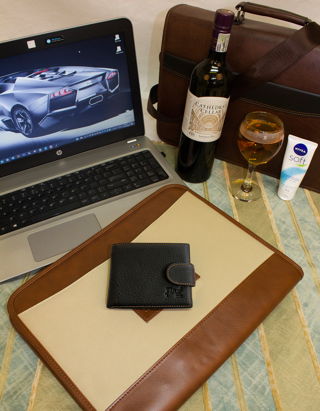 Fino GX-070A Genuine Leather Card Wallet with Box - Coffee