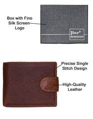 Fino GX-W202 Full Genuine Leather Wallet with Box - Coffee