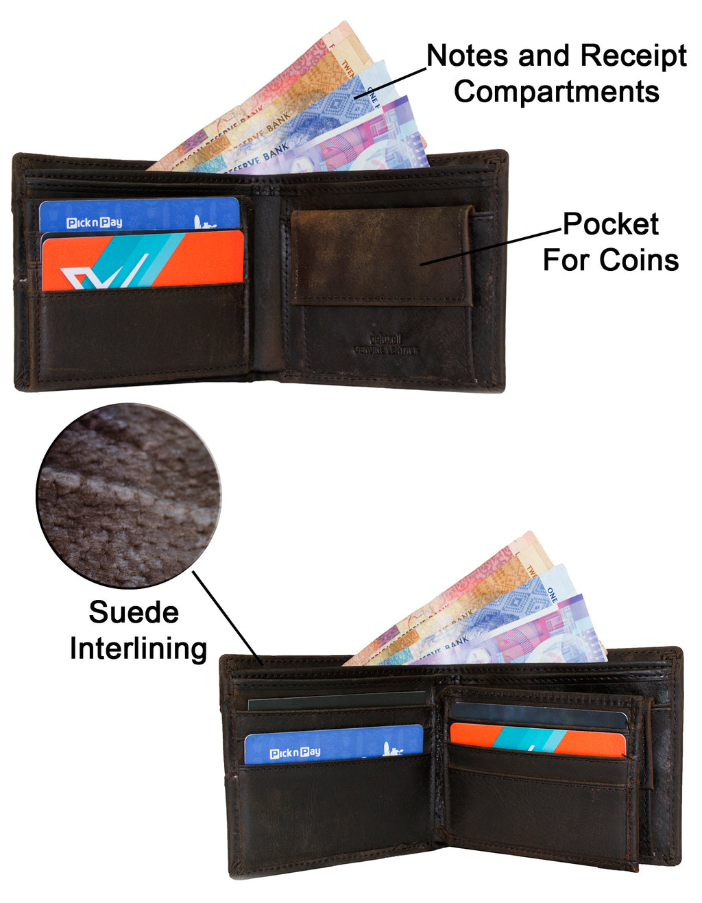 Deluxell GX-W320 Genuine Leather Rhino Embossed Wallet with Box