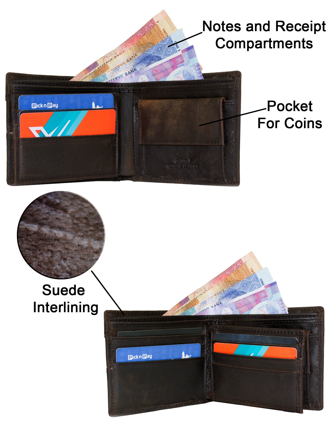 Deluxell GX-W320 Genuine Leather Rhino Embossed Wallet with Box