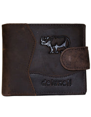 Deluxell GX-W328 Genuine Leather Bifold Rhino Clip Closure with Box