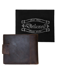 Deluxell GX-W328 Genuine Leather Bifold Rhino Clip Closure with Box