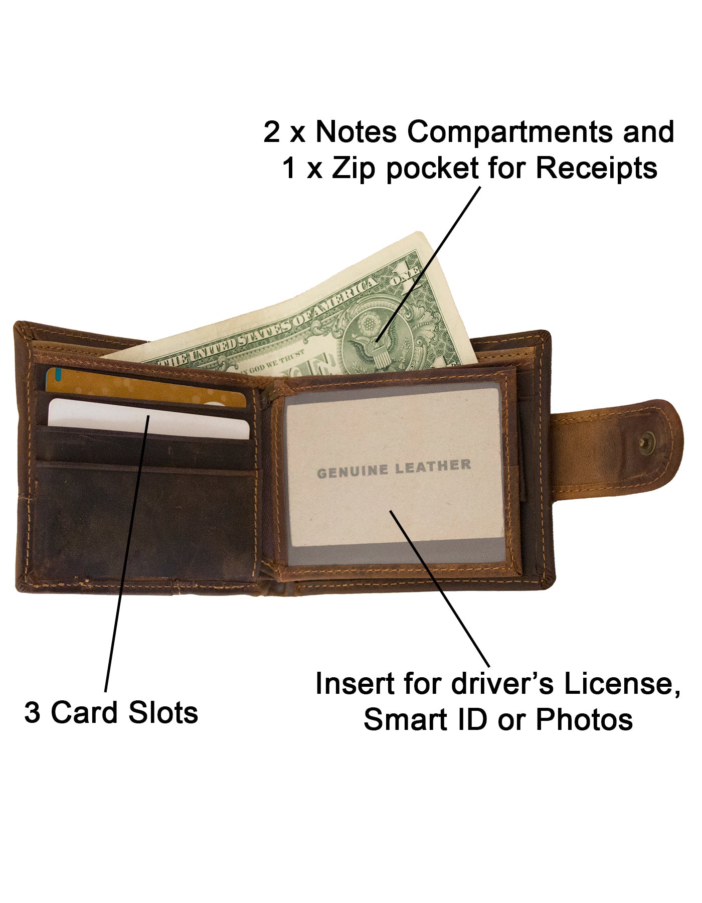 Deluxell GX-W318 Genuine Leather Rhino Embossed Card Wallet with Box