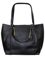 Fino H6957 Faux Leather Tote with an Elegant Structured Design-Black