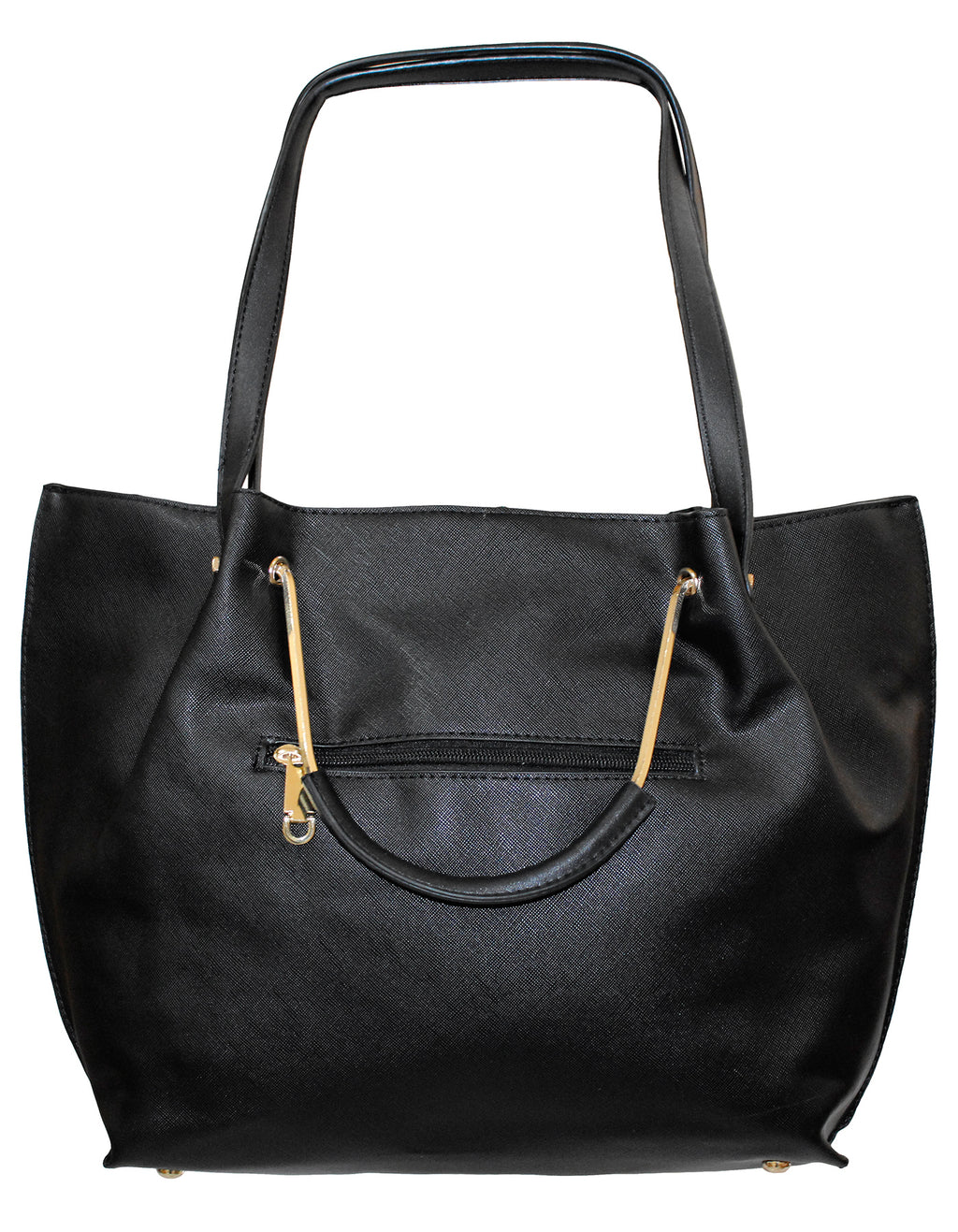 Fino H6957 Faux Leather Tote with an Elegant Structured Design-Black