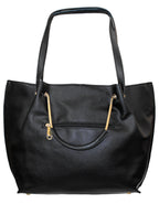 Fino H6957 Faux Leather Tote with an Elegant Structured Design-Black