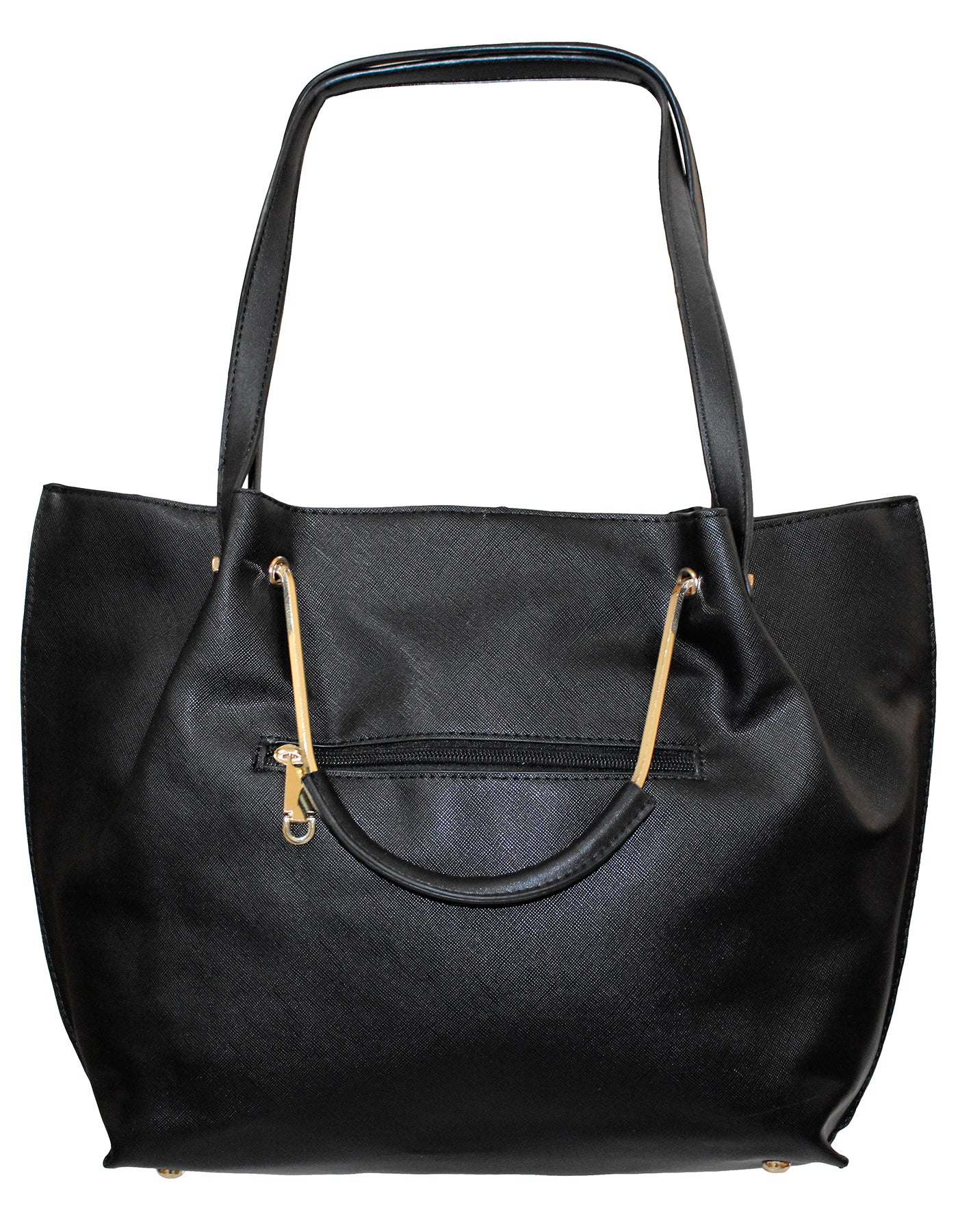 Fino H6957 Faux Leather Tote with an Elegant Structured Design-Black