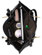 Fino H6957 Faux Leather Tote with an Elegant Structured Design-Black