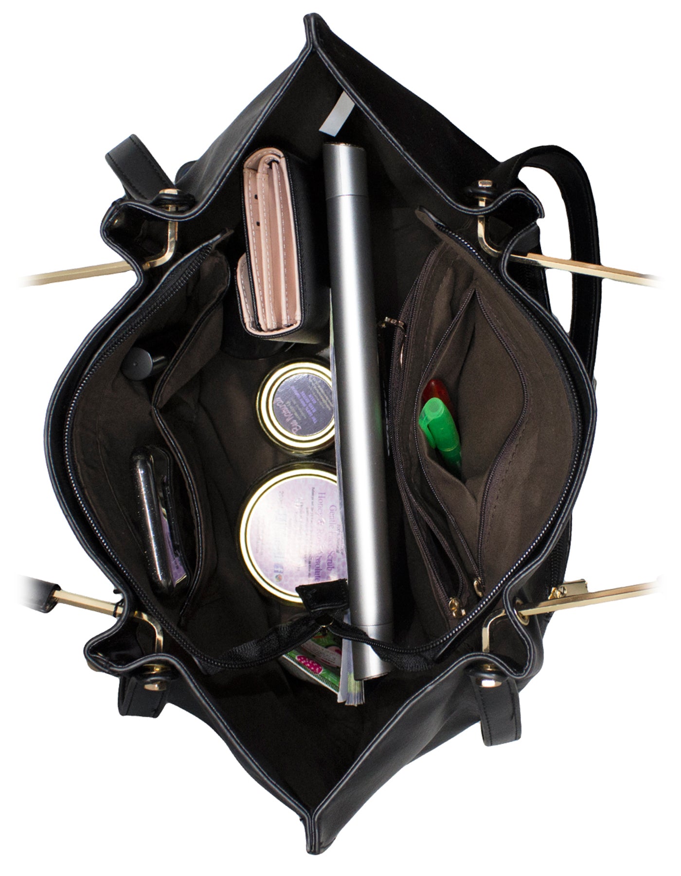 Fino H6957 Faux Leather Tote with an Elegant Structured Design-Black