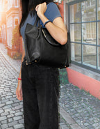 Fino H6957 Faux Leather Tote with an Elegant Structured Design-Black