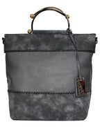 Fino H7191 Dual-Tone Suede and Faux Leather Stylish Fashion Bag
