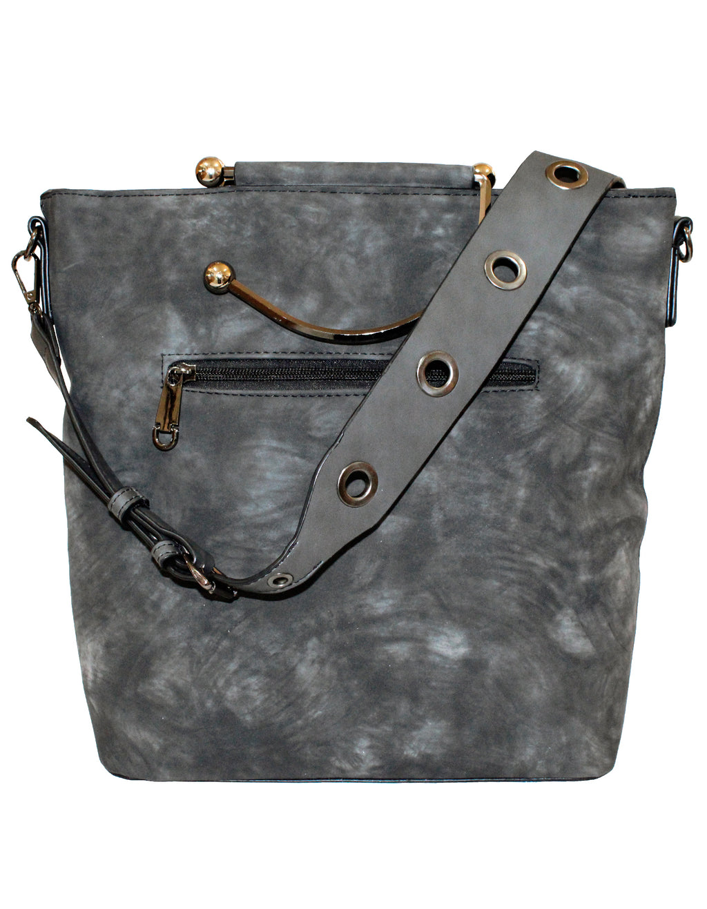 Fino H7191 Dual-Tone Suede and Faux Leather Stylish Fashion Bag
