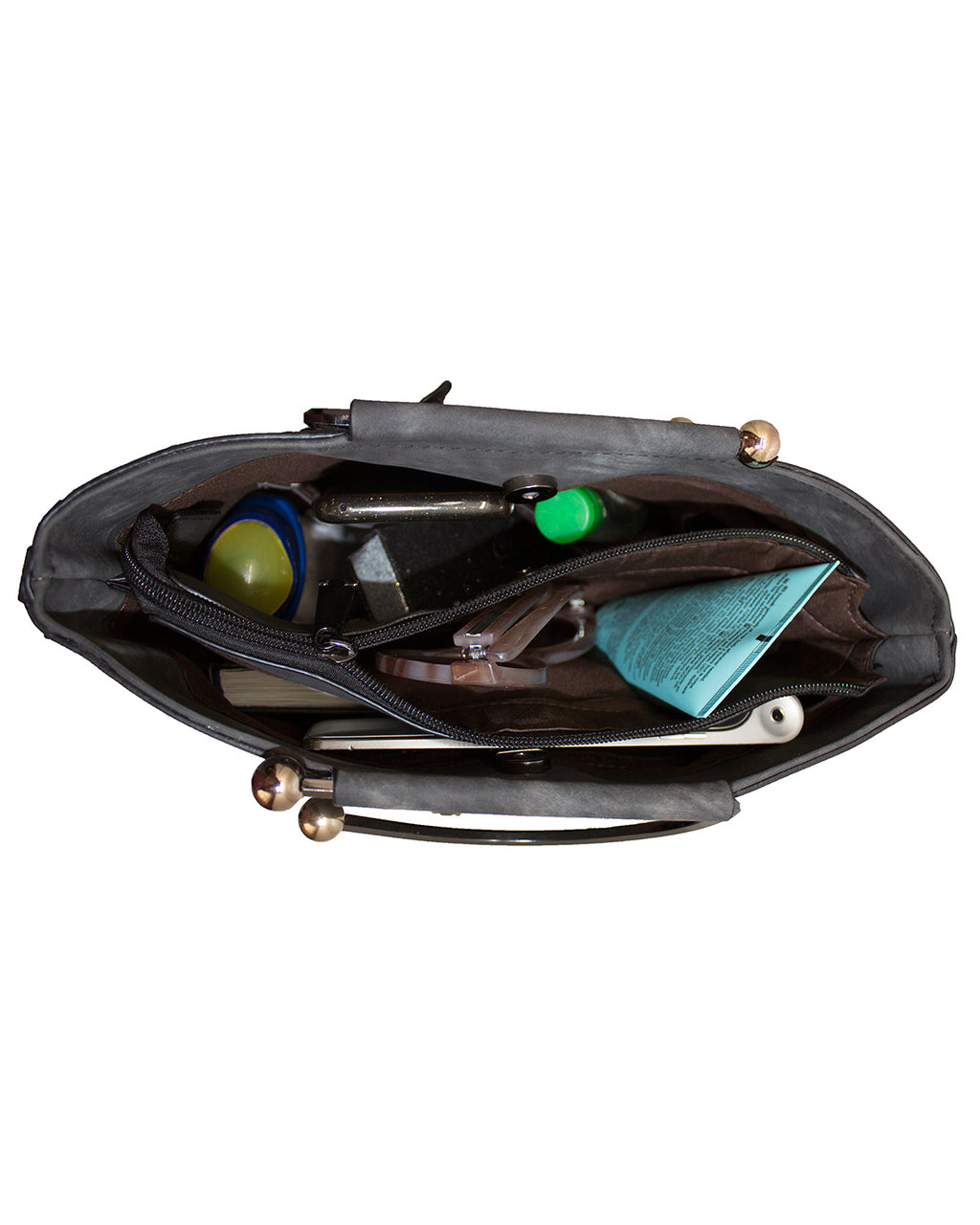 Fino H7191 Dual-Tone Suede and Faux Leather Stylish Fashion Bag