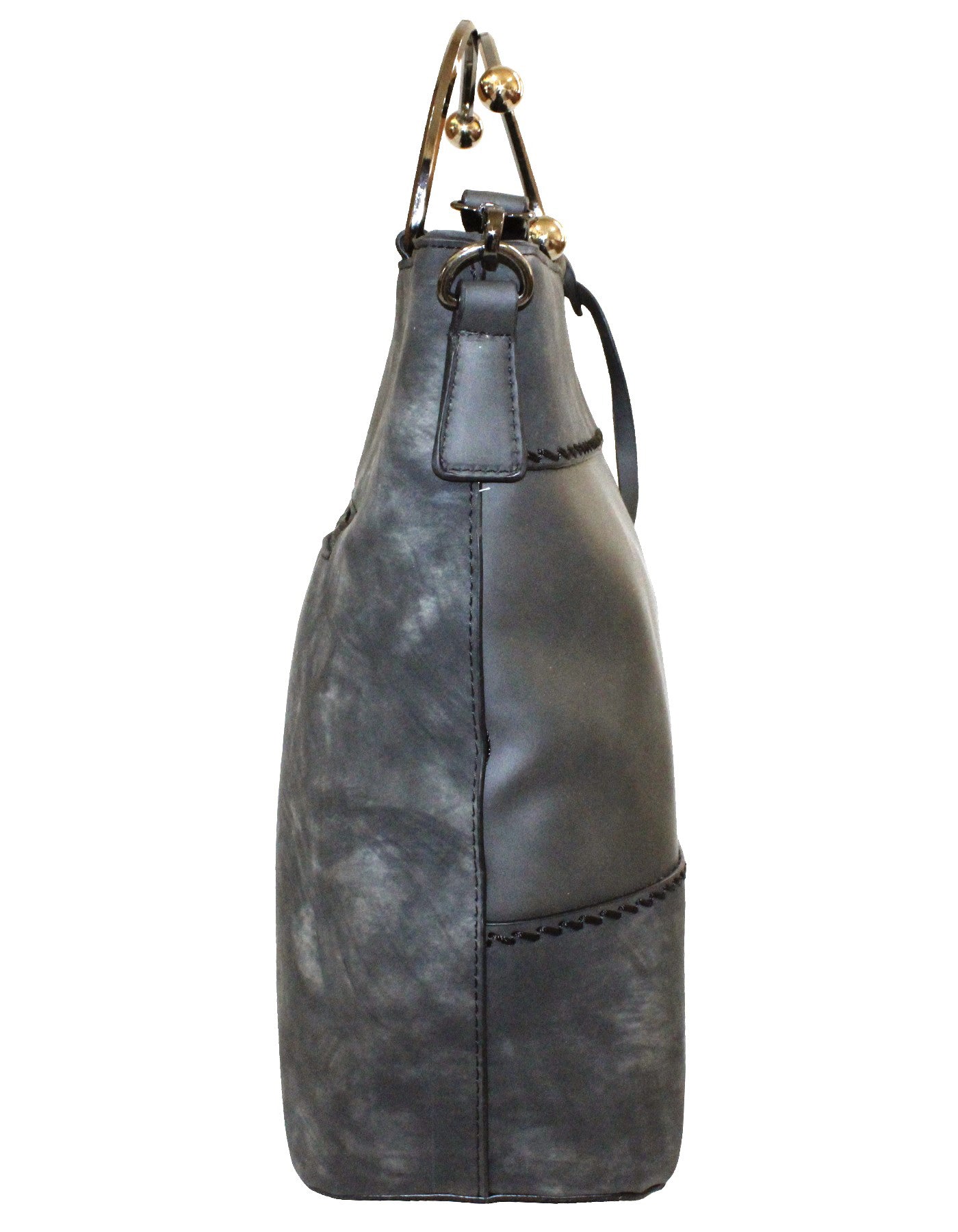 Fino H7191 Dual-Tone Suede and Faux Leather Stylish Fashion Bag