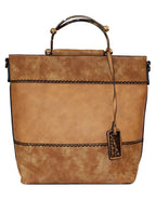 Fino H7191 Dual-Tone Suede and Faux Leather Stylish Fashion Bag