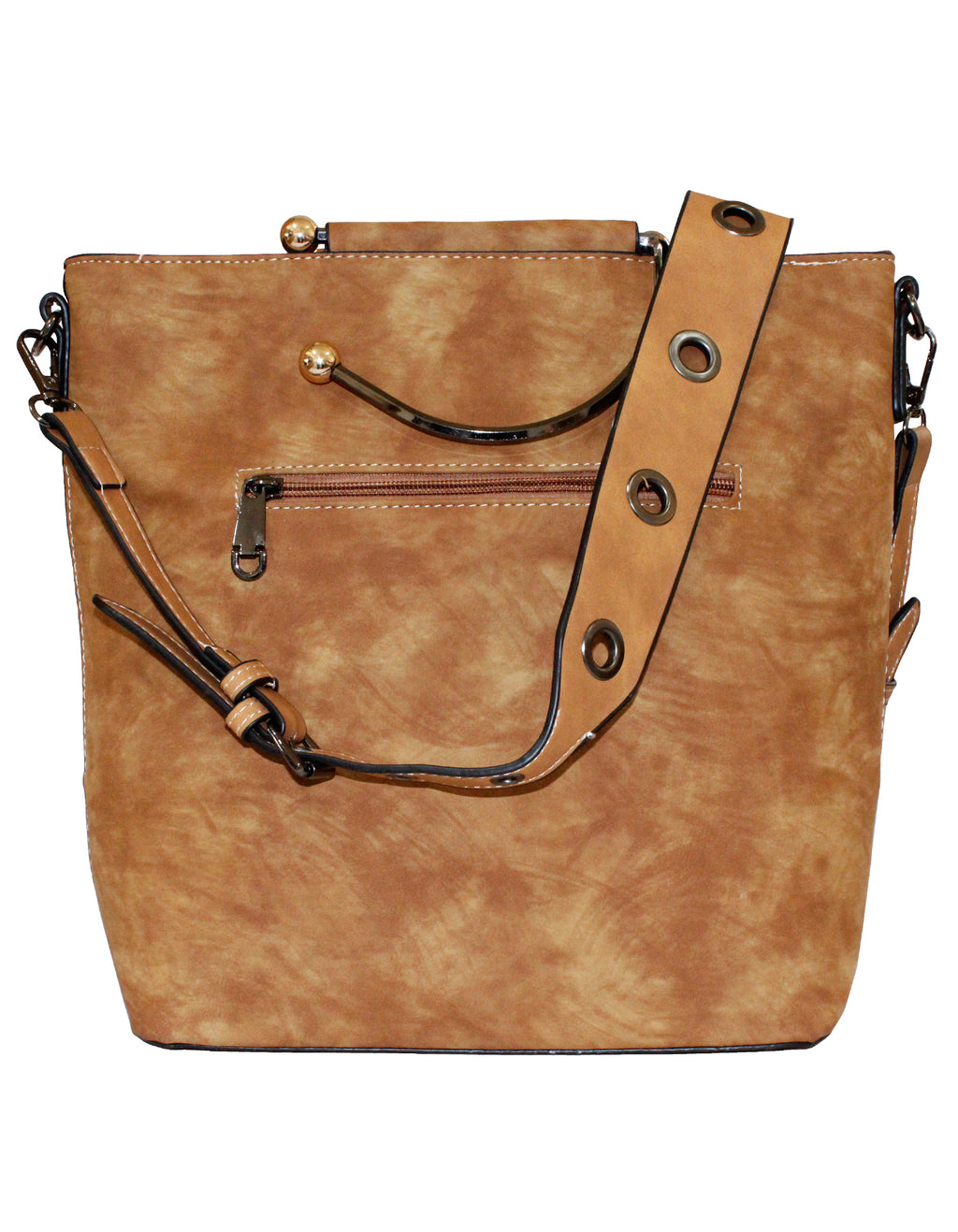 Fino H7191 Dual-Tone Suede and Faux Leather Stylish Fashion Bag