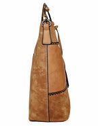 Fino H7191 Dual-Tone Suede and Faux Leather Stylish Fashion Bag