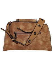 Fino H7331 Two-Tone Faux Leather Suede Elegant Handbag with Metal-Handle