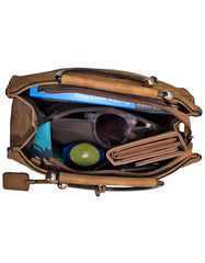 Fino H7331 Two-Tone Faux Leather Suede Elegant Handbag with Metal-Handle