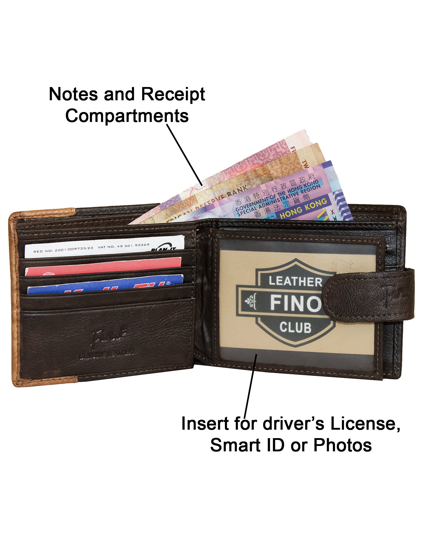 Fino HL-001 Genuine Leather Big Five Card Wallet with SD Card Holder & Box