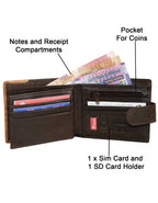 Fino HL-001 Genuine Leather Big Five Card Wallet with SD Card Holder & Box