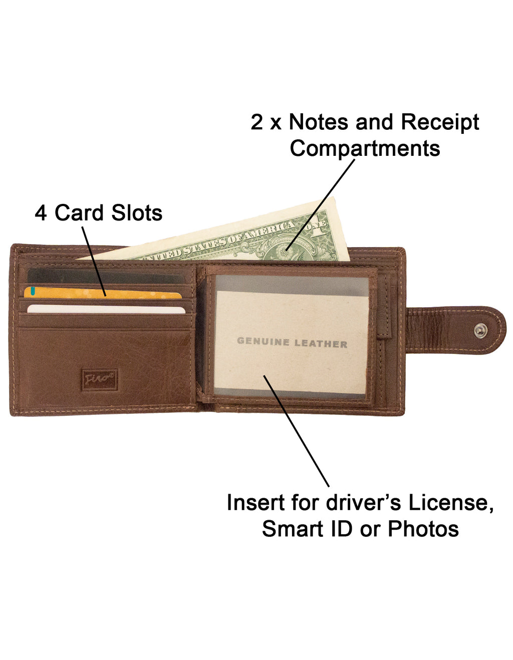 Fino HL-1301 Genuine Leather Card Holder Wallet with SD Card Holder & Box