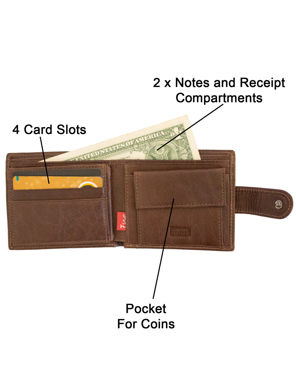 Fino HL-1301 Genuine Leather Card Holder Wallet with SD Card Holder & Box