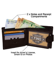 Fino HL-1333 Genuine Leather Laser Script Wallet with SD Card Holder & Box