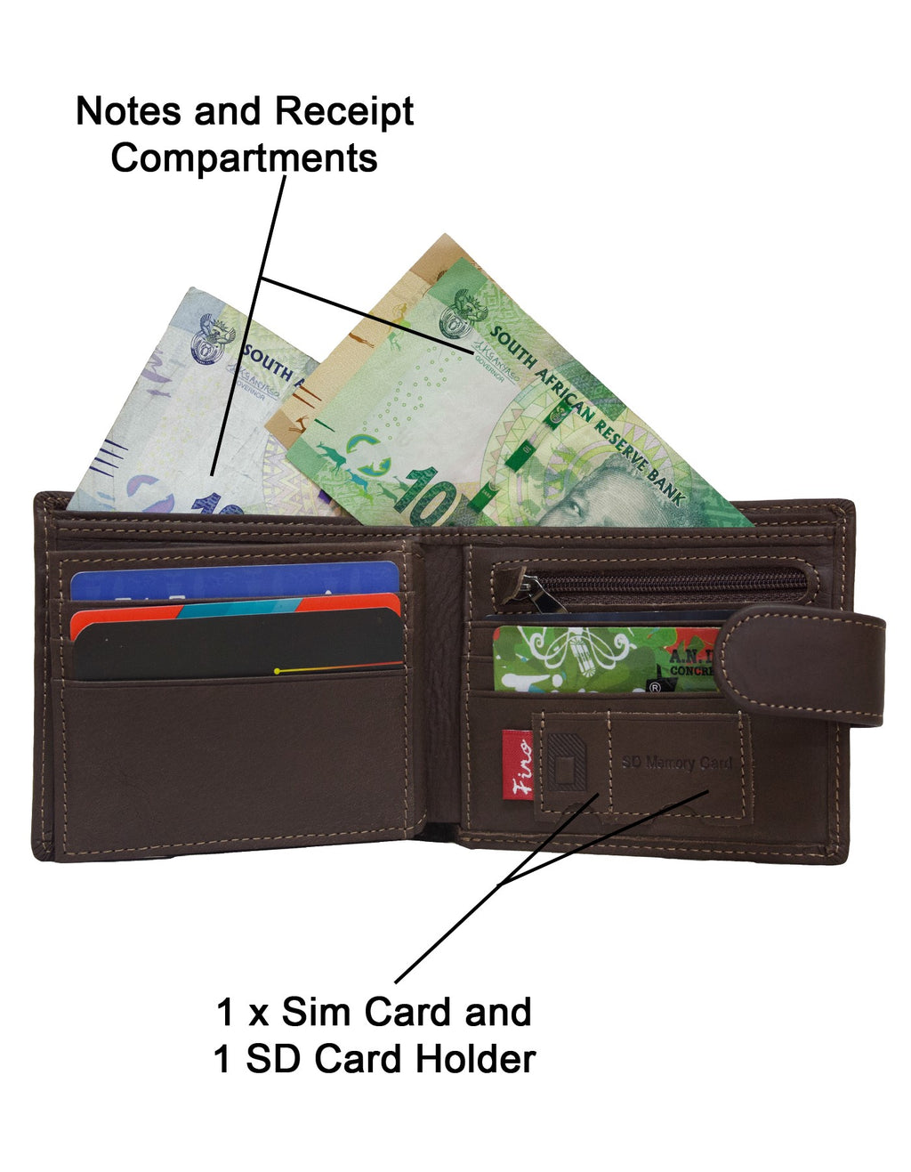 Fino HL-1337 Genuine Leather Dakota Red Card Wallet with SD Card Holder & Box
