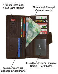 Fino HL-1408 Unisex Genuine Leather Soft Wallet with SD Card Holder & Box