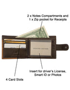 Fino HL-502 Genuine Leather Dakota Card Wallet with SD Card Holder & Box